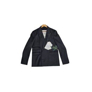 Peter Do Women's 38 Black Floral Tuxedo Oversized Blazer Wool SS22